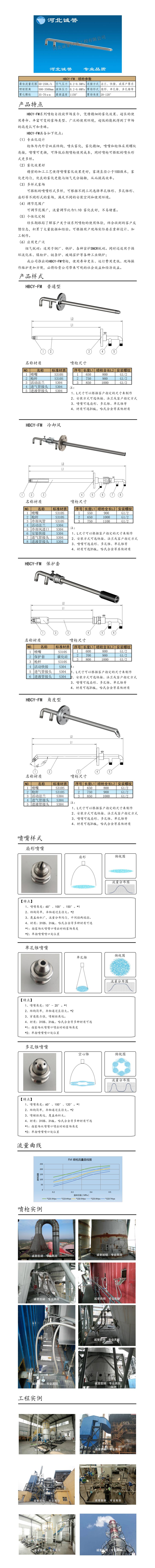 為您提供HBCY-FM-脫硝噴槍保護套、噴槍參數、材質尺寸介紹，流量分布圖、扇形空心錐俯視圖介紹，以及霧化視頻介紹，更多詳細內容盡在河北誠譽！